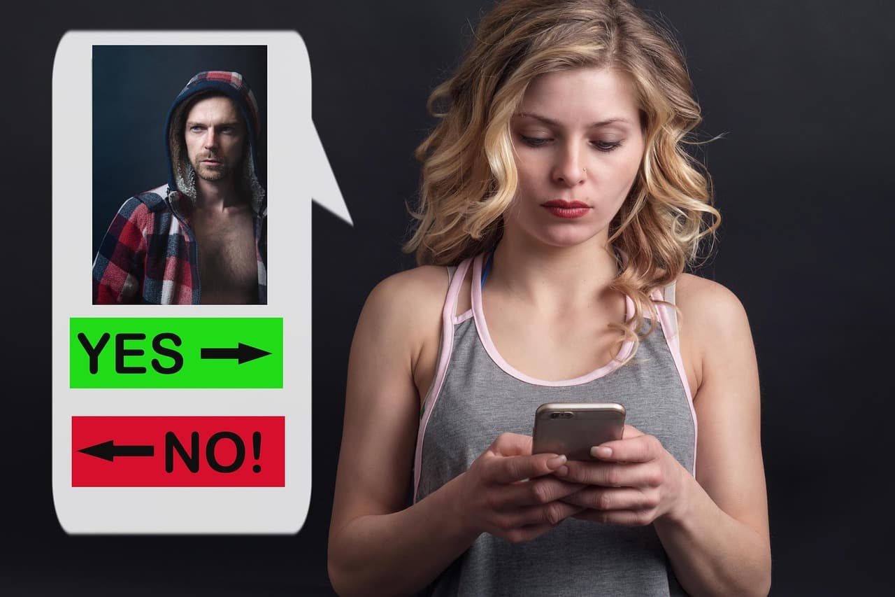 Smartphone-Bildschirm mit leuchtenden Profilen und flüchtigem Matching-Effekt